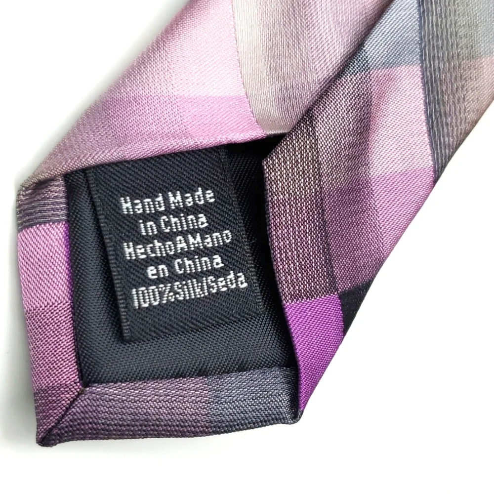 VAN HUESEN Purple Blue Diagonal Line Silk Tie EUC